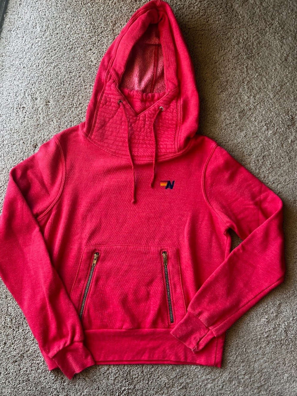 Aviator Nation Ninja Hoodie XS Red | Classic Funnel Neck Sweatshirt - Picture 10 of 16